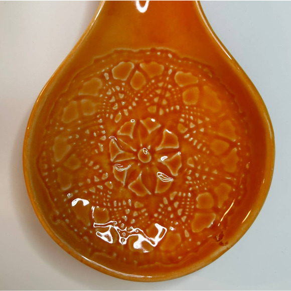 Maioliche Jessica Orange Color Ceramic 11" Spoon Rest Made In Italy - Picture 3 of 6